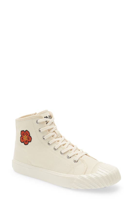 Kenzo School Embroidered High Top Sneaker In 4 - Cream