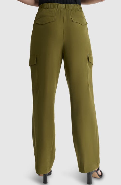 Shop Dkny Carrot Drawstring Cargo Pants In Dark Olive