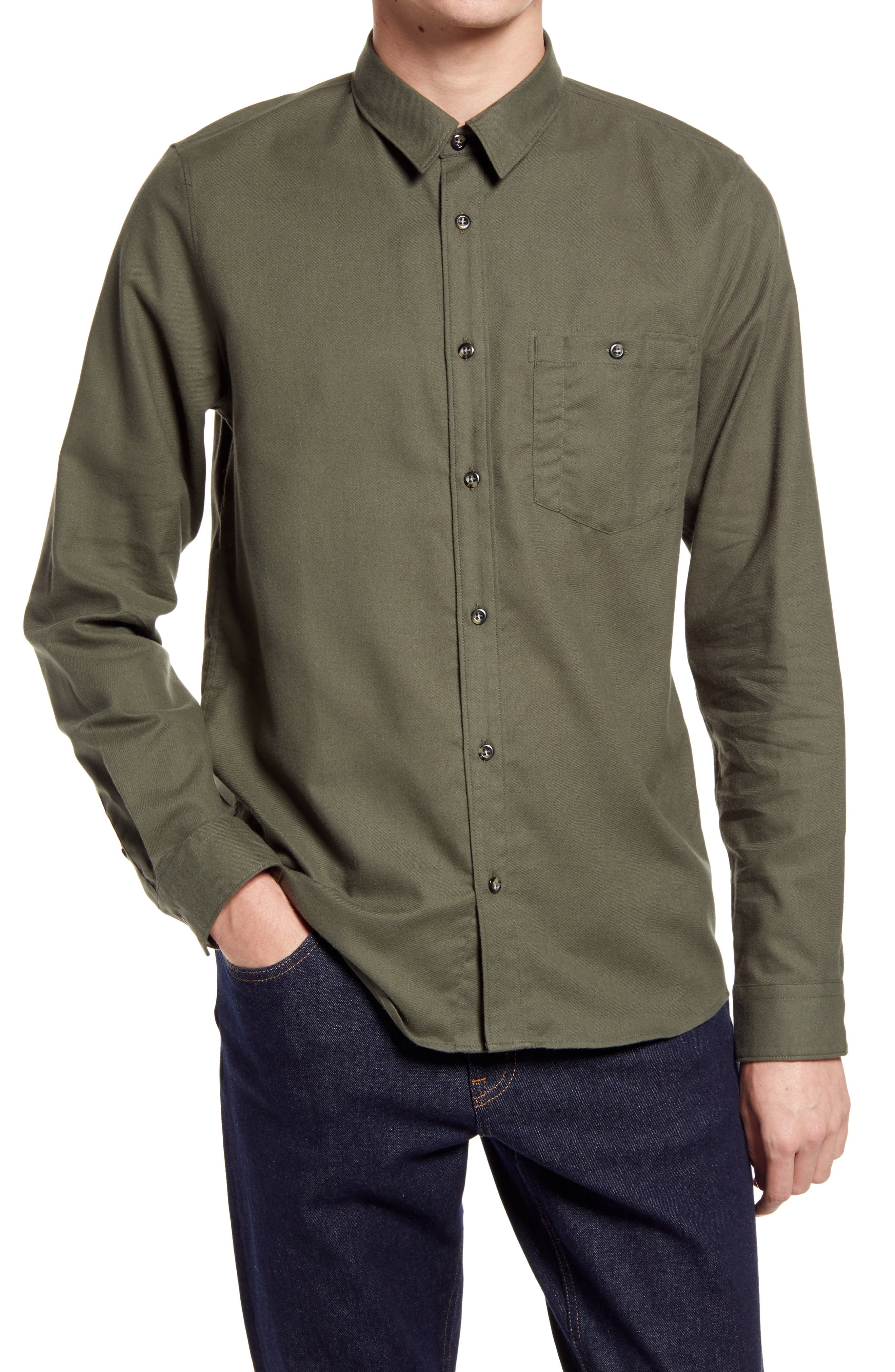 A.p.c. Designer Chicago Solid Button-up Shirt In Jaa Kaki