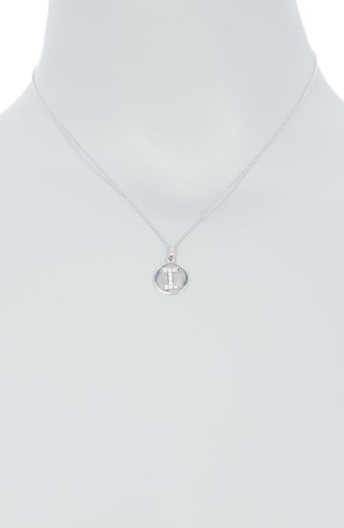 Shop Anzie Sterling Silver Pave White Topaz Initial Round Pendant Necklace In White/silver