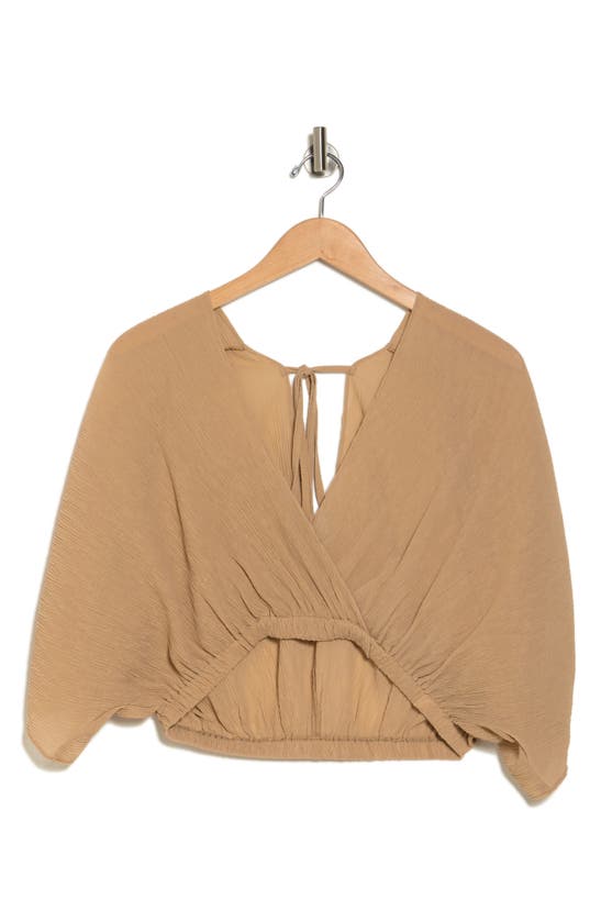 Vici Collection Breeze On Crinkle Crop Top In Brown