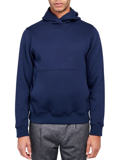 Brooklyn Brigade Solid Quilted Knit Hoodie In Navy