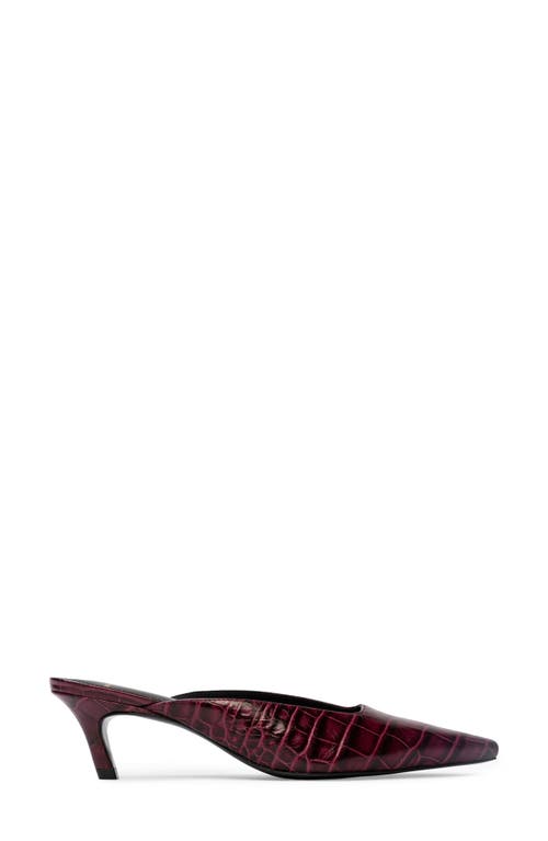 Shop Black Suede Studio Logan Kitten Heel Mule In Port Croco Leather