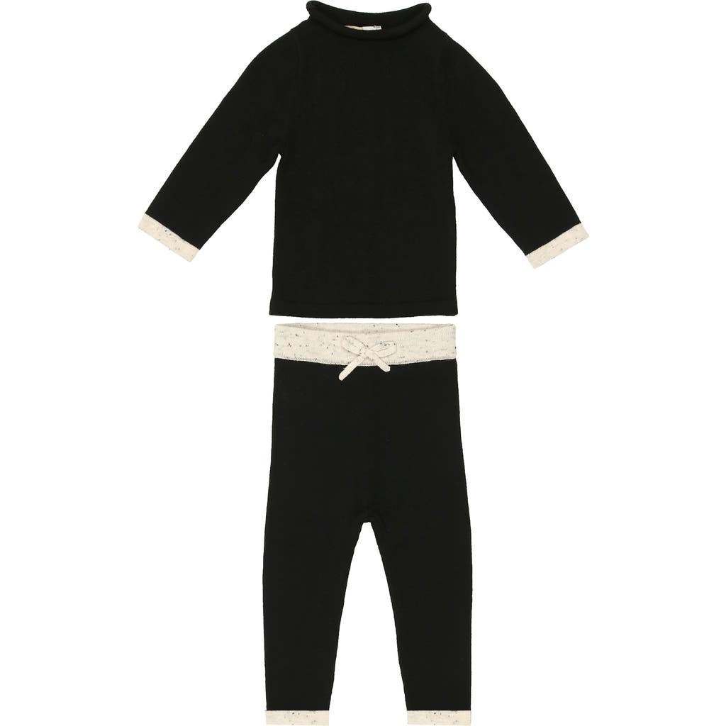 Maniere Manière Knit Top & Pants Set In Black/white
