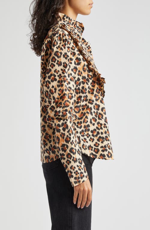 Shop Mille Jolie Animal Print Cotton Button-up Shirt In Cheetah