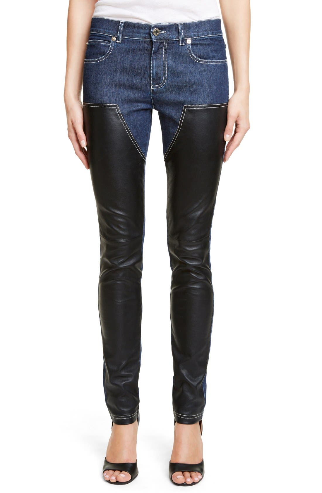 Givenchy Bonded Leather Trim Jeans Nordstrom