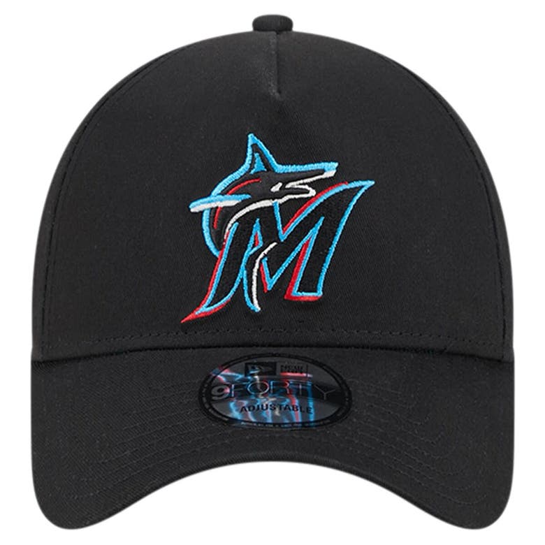 Shop New Era Black Miami Marlins Team Color A-frame 9forty Adjustable Hat