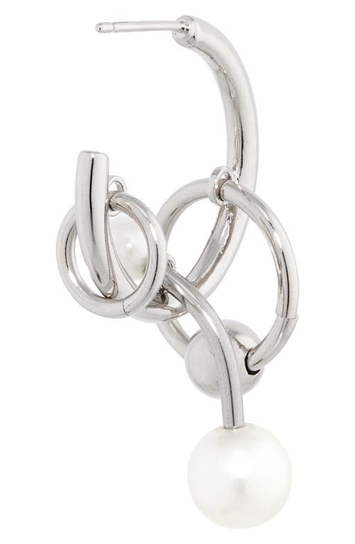 Shop Justine Clenquet Chase Hoop Charm Earrings In Palladium