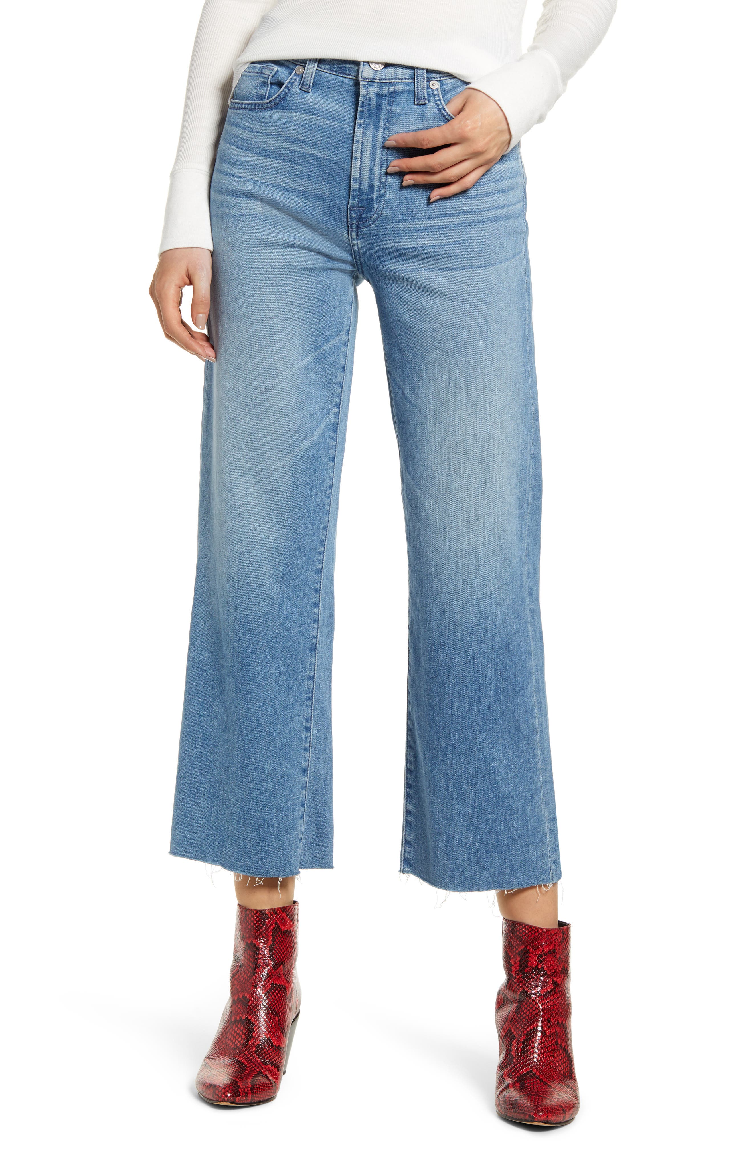 cut off wide leg jeans