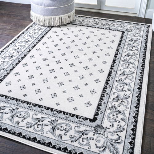 Jonathan Y Acanthus French Border Area Rug In Cream/light Gray