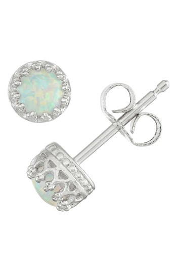 Fzn Semiprecious Stone Crown Stud Earrings In Opal