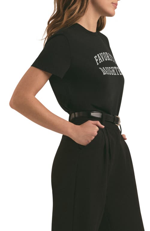 Favorite Daughter Cropped Collegiate Tee In Black W/white
