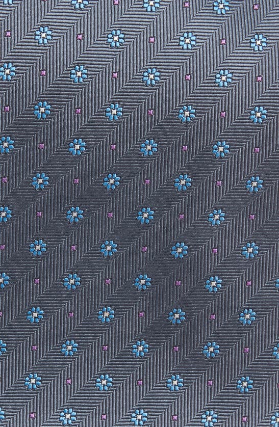 Shop David Donahue Neat Floral Silk Tie In Charcoal