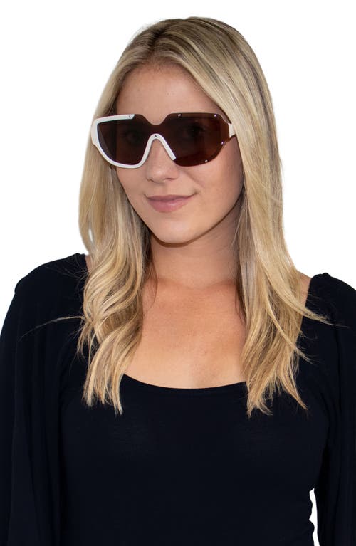 Fifth & Ninth Jolie 71mm Oversize Polarized Square Sunglasses In Cream/brown