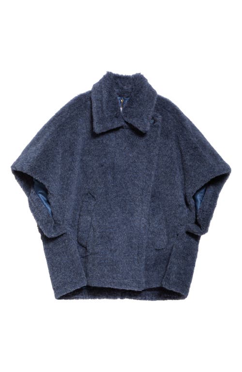 Max Mara Tebe Teddy Bear Cape In Blue Jeans