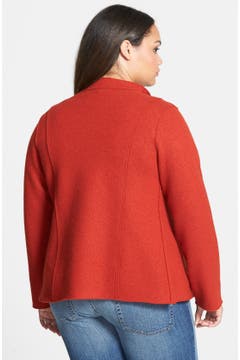 Eileen Fisher Drape Neck Boiled Wool Jacket (Plus Size) | Nordstrom