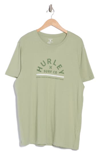 Hurley Half Moon Cotton Graphic T-shirt In Olive Canvas