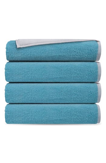 Brooks Brothers Set Of 4 Double Face Turkish Cotton Bath Towels In White Seaglass