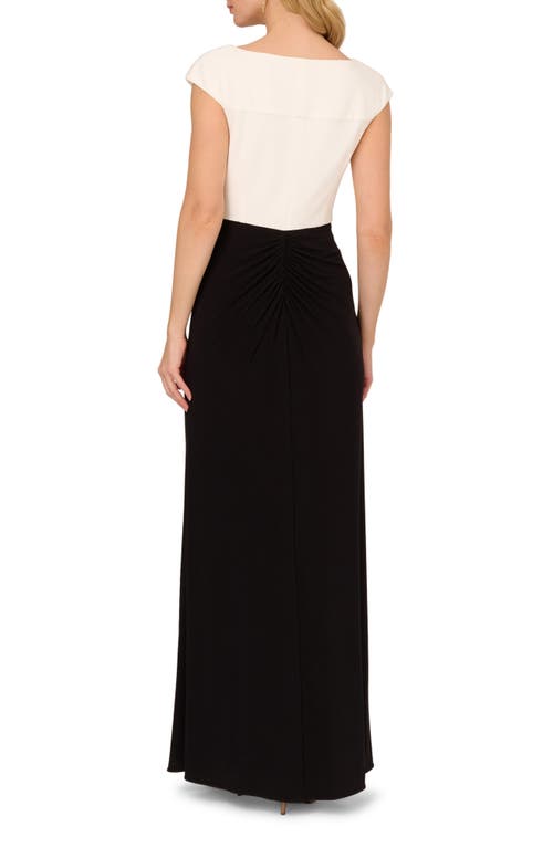 Adrianna Papell Womens Pleated Jersey Evening Dress In Black/ivory
