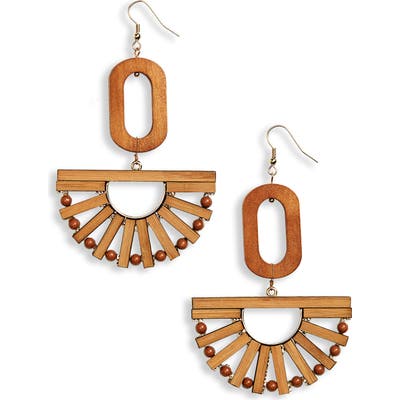 Panacea Wood Fan Earrings