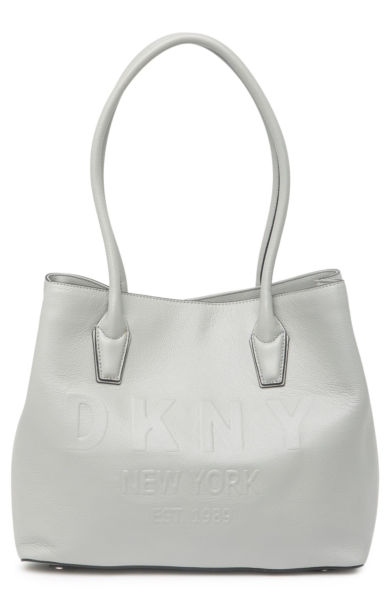 Dkny Hutton Leather Tote Bag In Grey Melan