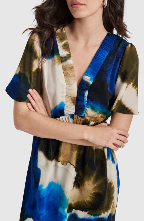 Dkny Print V-neck Maxi Dress In Exploded Ink Swirl