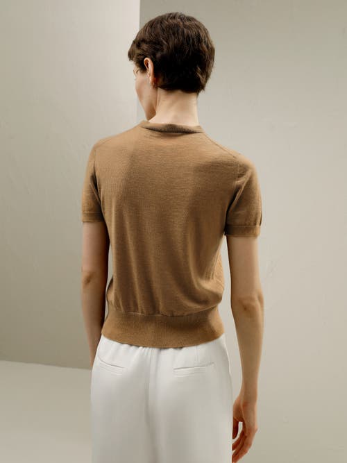 Shop Lilysilk Cashmere Round Neck Sweater In Toffee