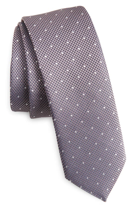 Hugo Boss Dot Print Silk Blend Tie In Gray