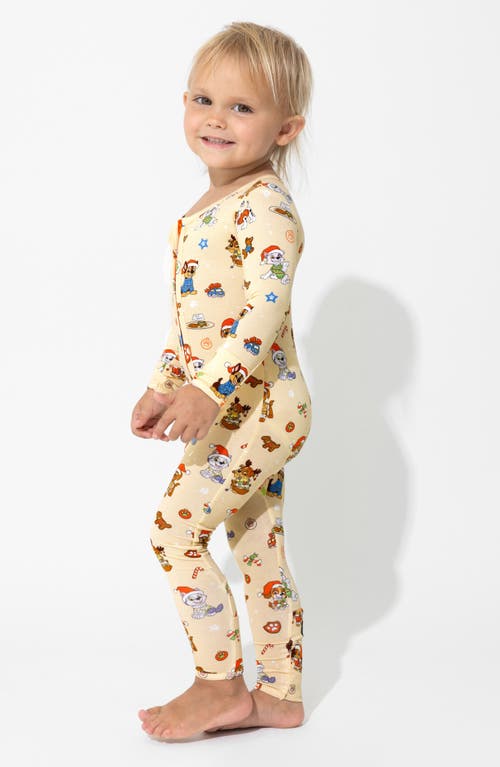 Shop Bellabu Bear X Paw Patrol Holiday Convertible Fitted One-piece Pajamas In Ivory Multi