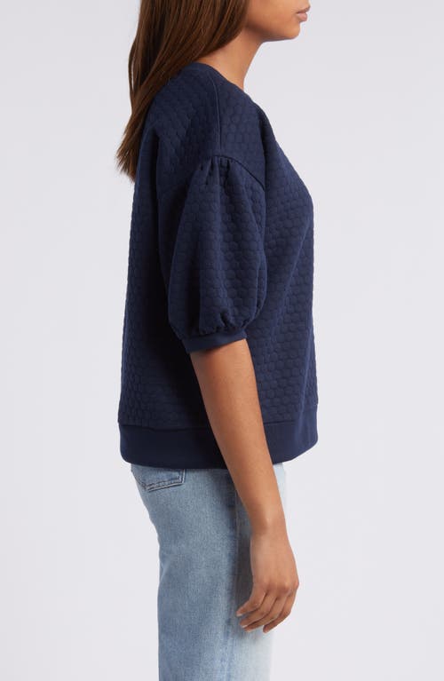 Shop Caslonr Caslon(r) Jacquard Puff Sleeve Sweatshirt In Navy Blazer