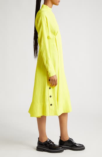 Proenza Schouler Long Sleeve Crushed Matte Satin Shirtdress