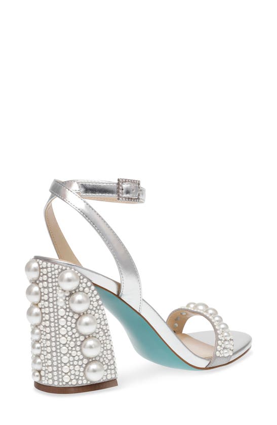 Shop Betsey Johnson Lexi Imitation Pearl Ankle Strap Sandal In Silver