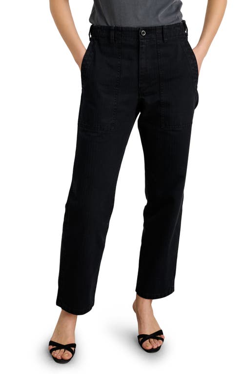 Alex Mill Neil Herringbone High Waist Straight Leg Utility Pants Washed Black at Nordstrom,