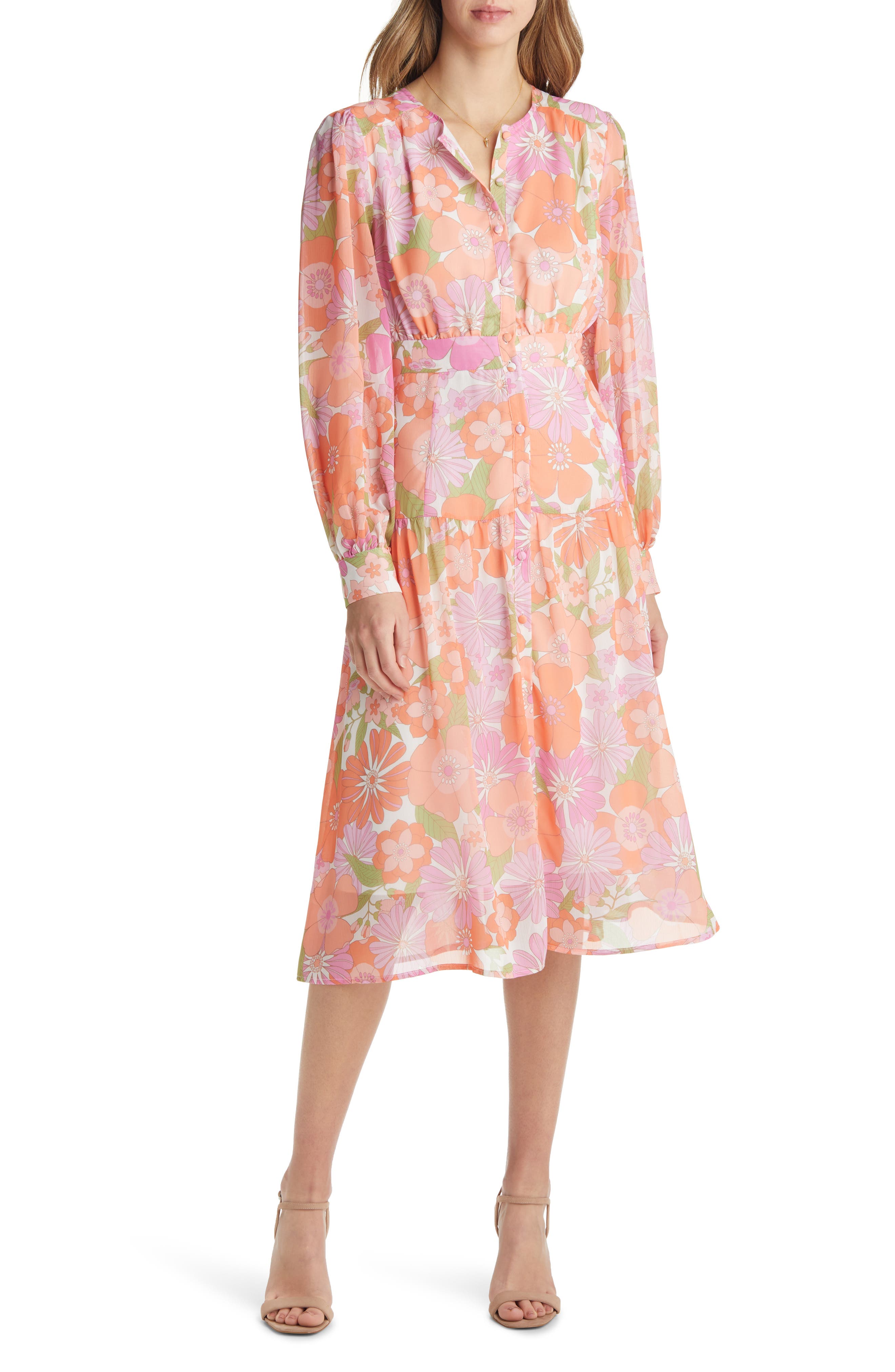 VICI Collection Floral Chiffon Button 