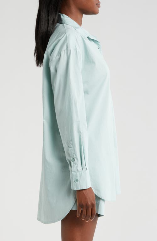 Shop Nordstrom Oversize Shirting Short Pajamas In Teal Mist