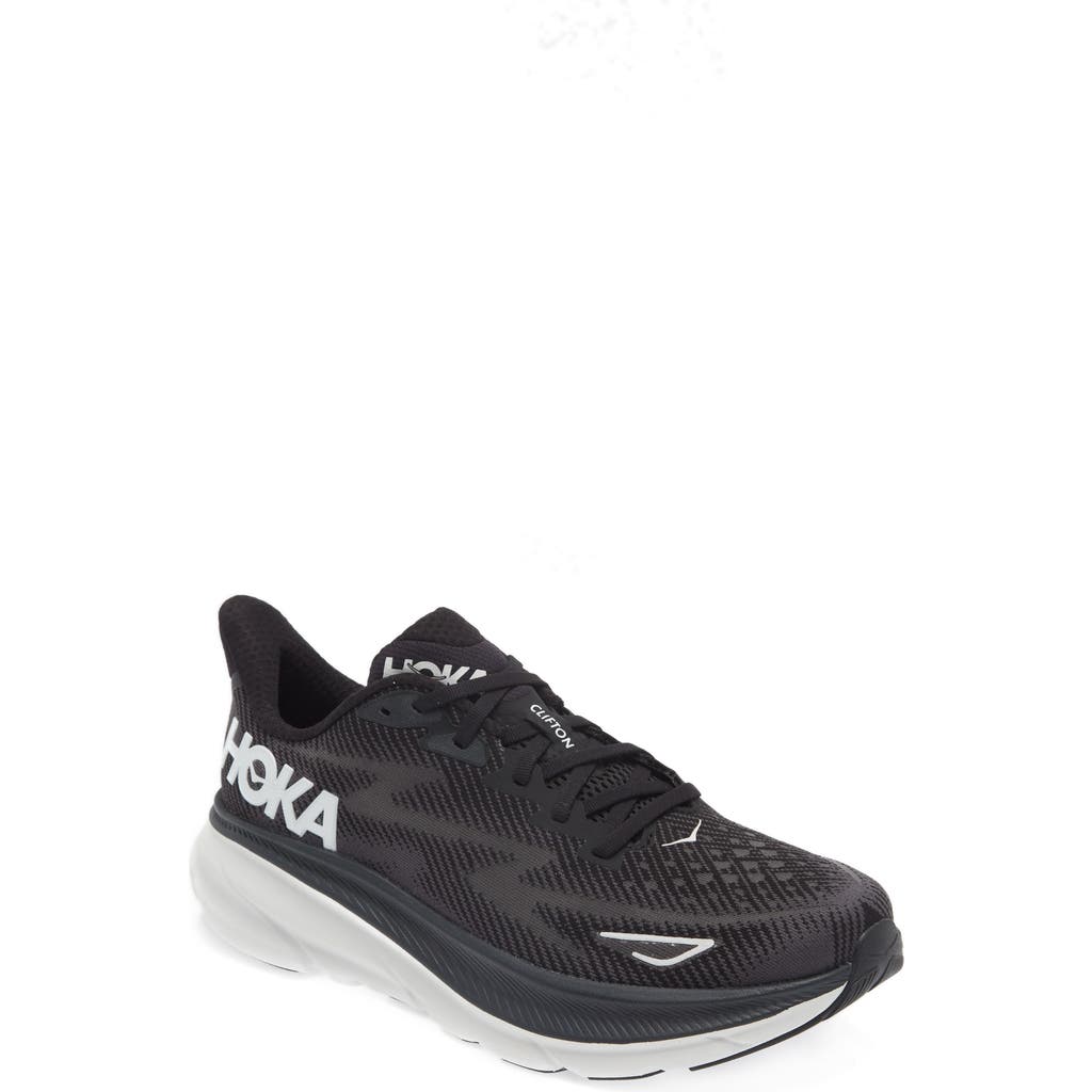 Hoka Clifton 9 Running Shoe In Black/white