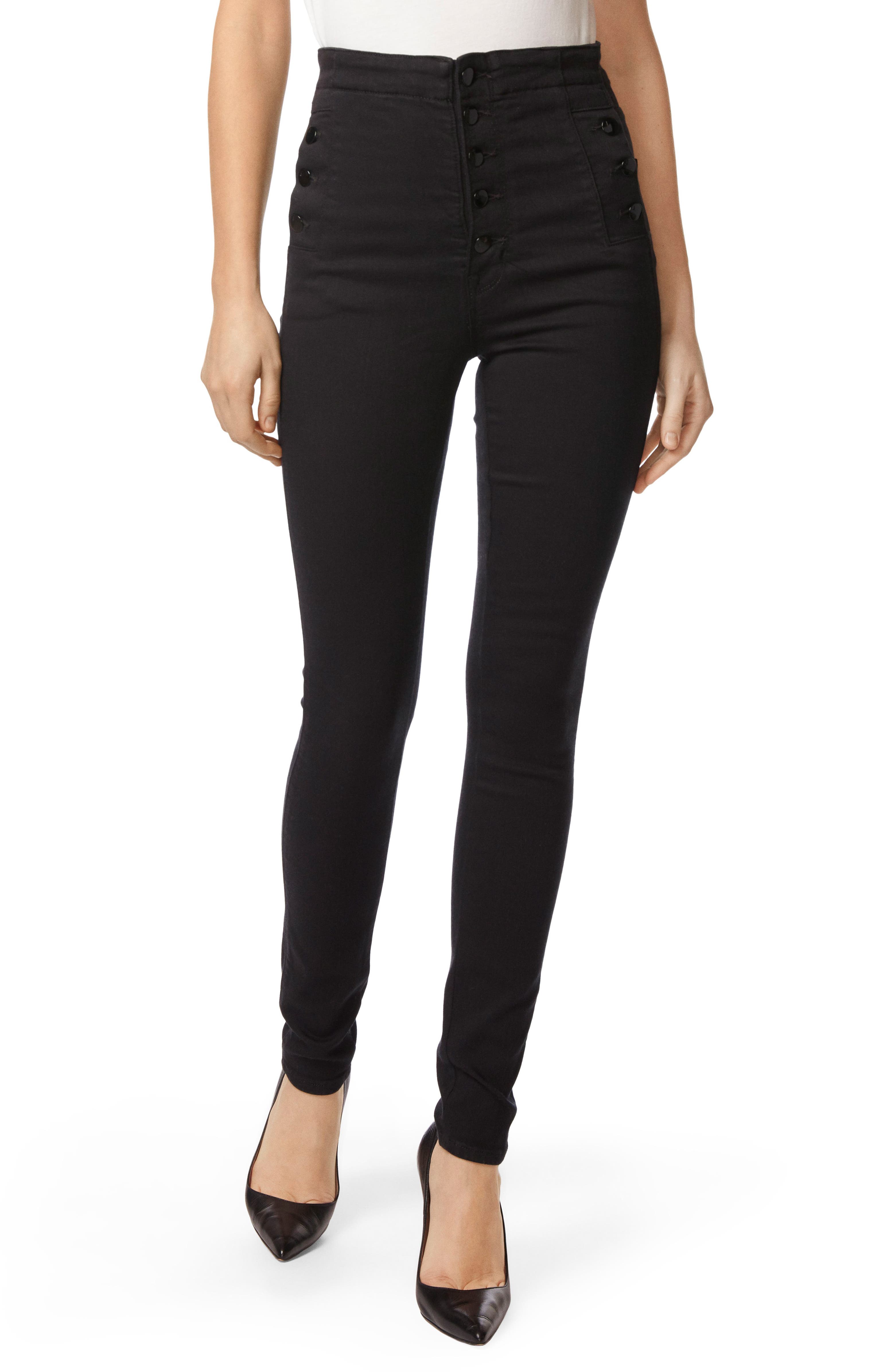 J Brand Natasha Sky High High Waist Super Skinny Jeans (Seriously Black ...