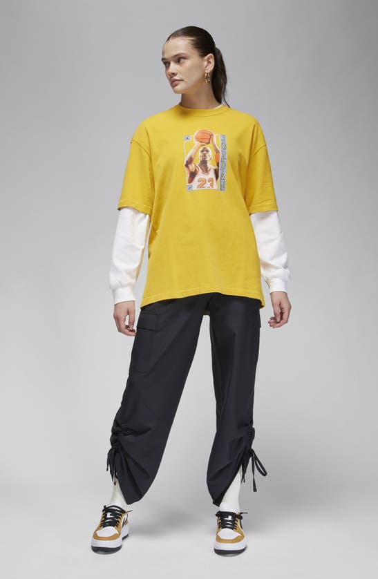 Shop Jordan Oversize Graphic T-shirt In Yellow Ochre