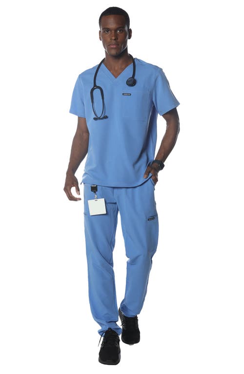 Members Only Brighton 3-pocket Scrub Top In Ceil Blue