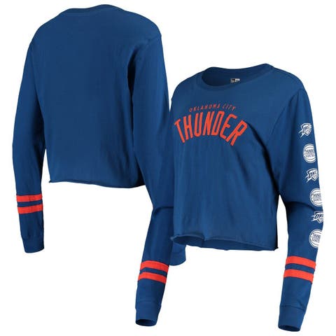 Women's New Era White/Blue Oklahoma City Thunder Baby Jersey Contrast Long  Sleeve Crew Neck T