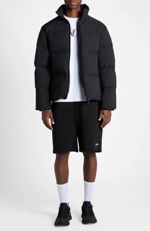 Moncler Black Misonet Short Down Jacket In Dark Blue