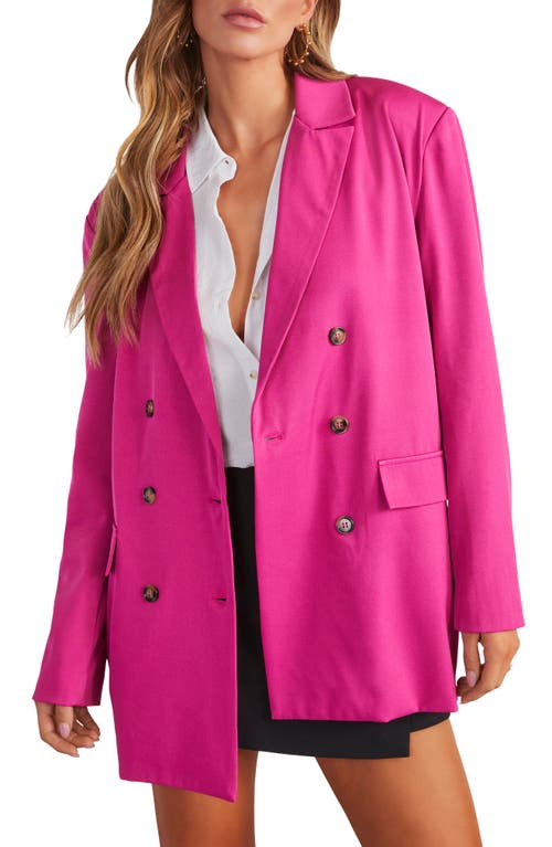 Lira Oversize Double Breasted Blazer in Hot Pink
