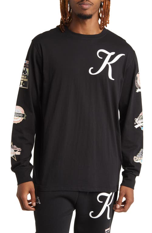 Long Sleeve Cotton Graphic T-Shirt in Jet Black