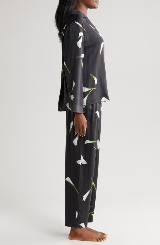 Shop Lunya Long Sleeve Washable Silk Pajamas In Floating Lily Medium