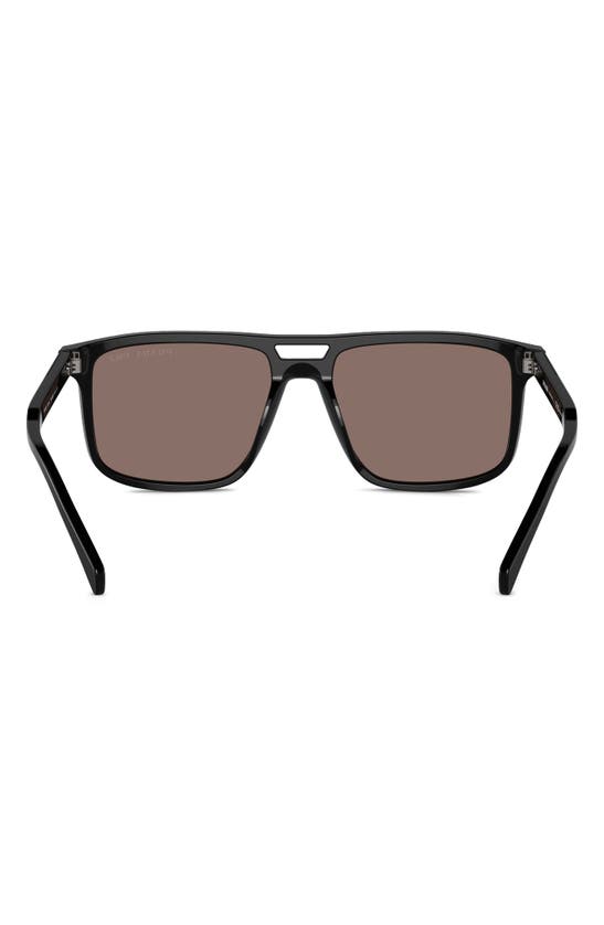 Shop Prada 56mm Polarized Rectangular Sunglasses In Black