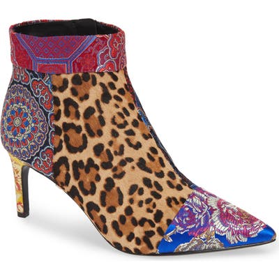 Alice + Olivia Melanei Genuine Calf Hair Booties, Brown