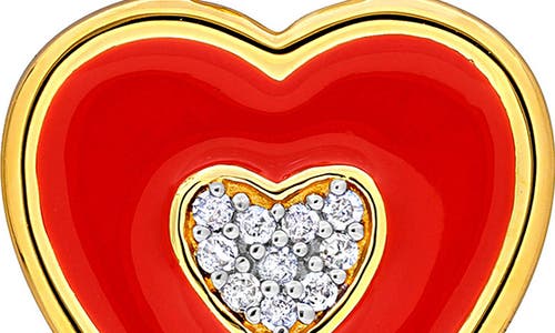 Delmar Enamel & Diamond Heart Pendant Necklace In Red