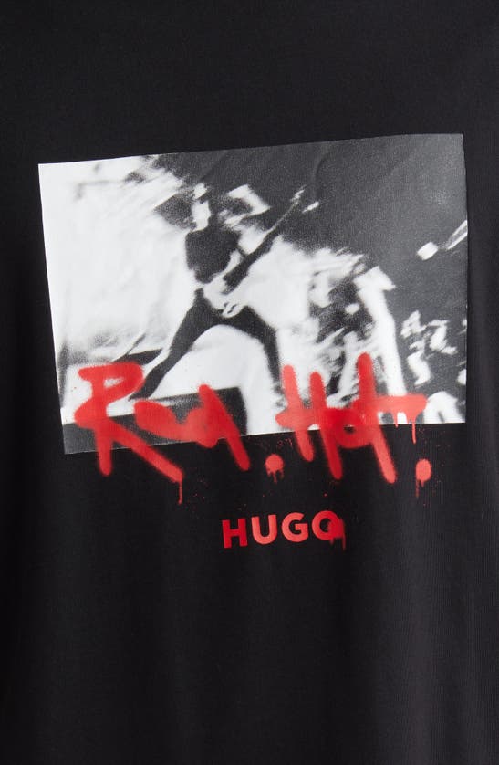 Shop Hugo Boss Hugo Domenade Red Hot Graphic T-shirt In Black