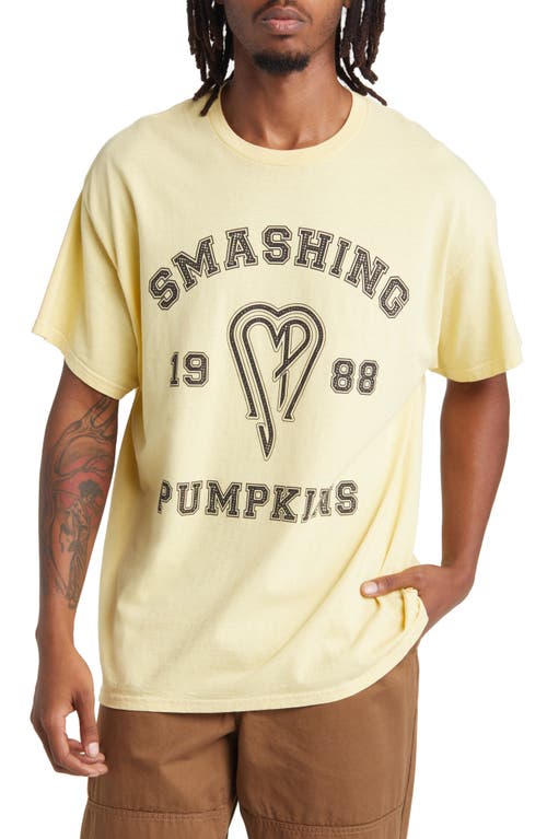 Smashing Pumpkins 1988 Graphic T-Shirt in Light Yellow Pigment Wash