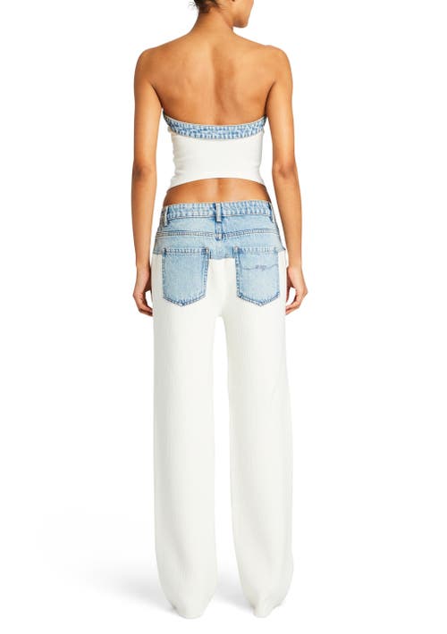 Shop Ser.o.ya Chani Knit Denim Pant In White/coastline